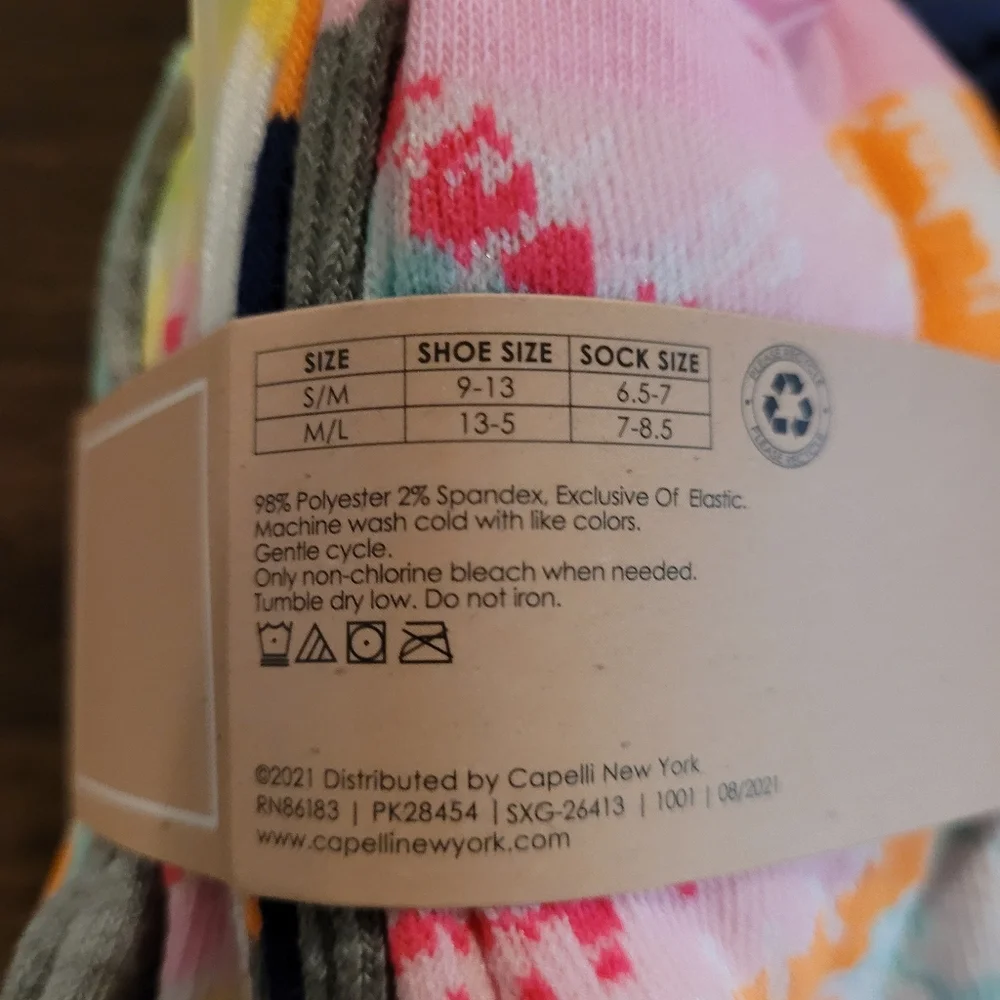 CAPELLI 20 Pair Multicolor/Print No Show Socks Size S/M